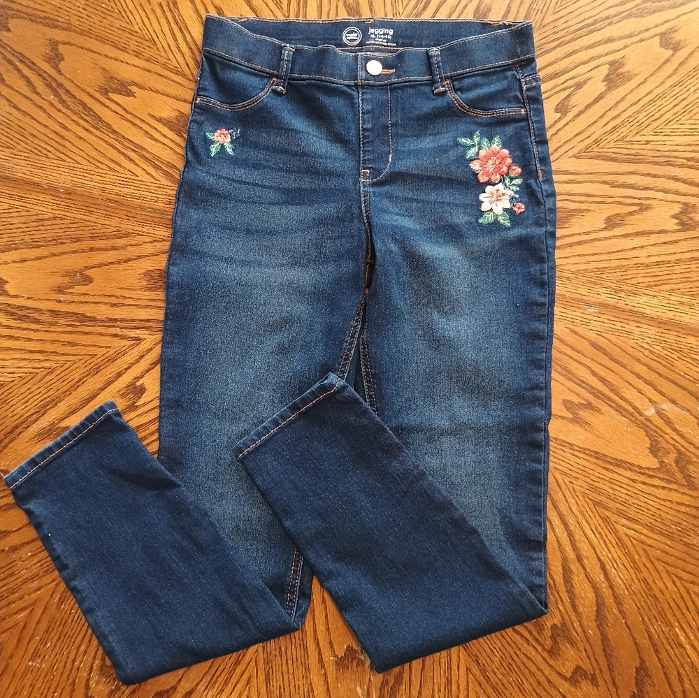 Wonder Nation Embroidered Blue Jeggings - Girls XL 14-16